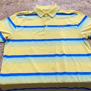 Under Armour Men's Polo Shirt in Yellow and Blue Stripes